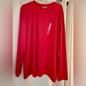 Tommy Hilfiger Men’s Long-Sleeve Dry Fit Red Crewneck Shirt